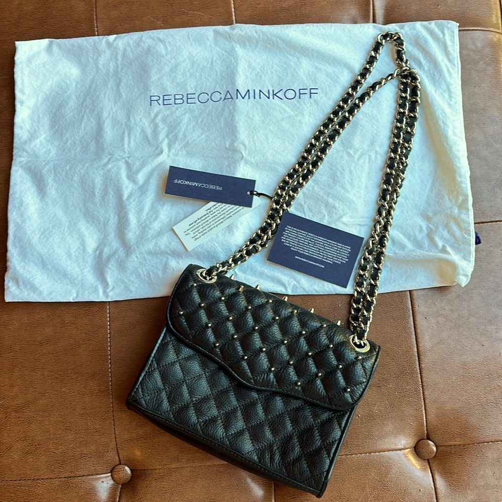 Rebecca Minkoff quilted mini black crossbody with studs